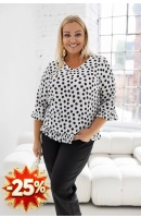 M56571 BLUZKA FANTASY WZÓR GROCHY NA BIAŁYM